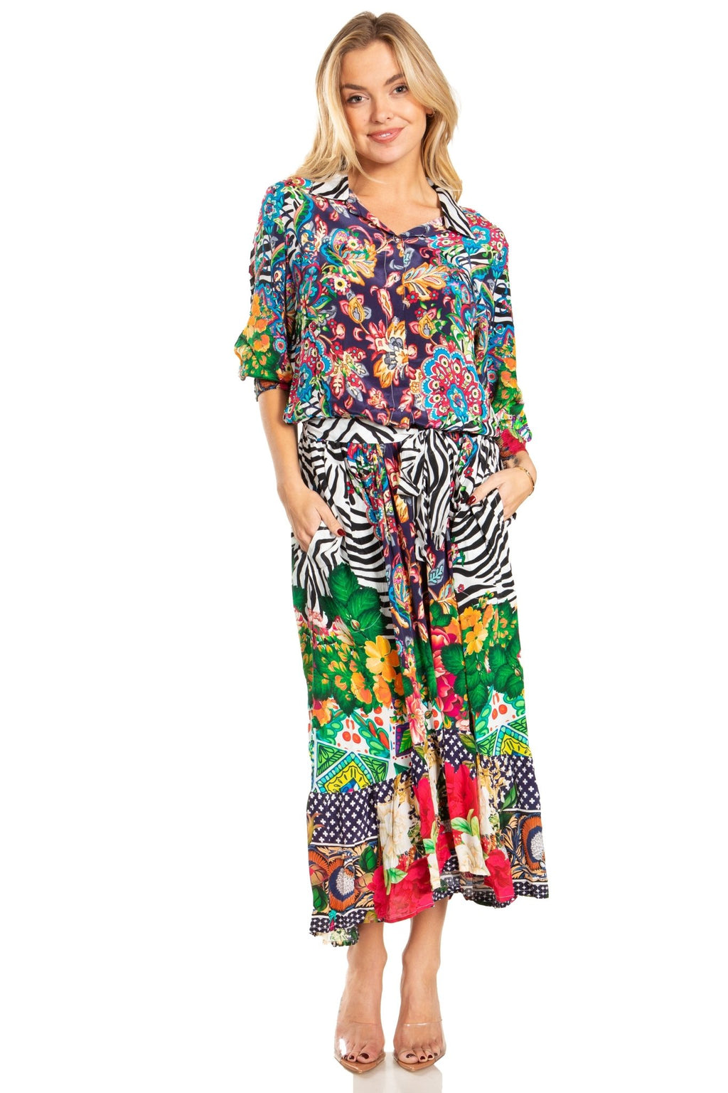 Sakkas Andreas Women's Maxi Dress with Ruffles and Buttons dresses La Vie Bien Sakkas Andreas Women's Maxi Dress with Ruffles and Buttons