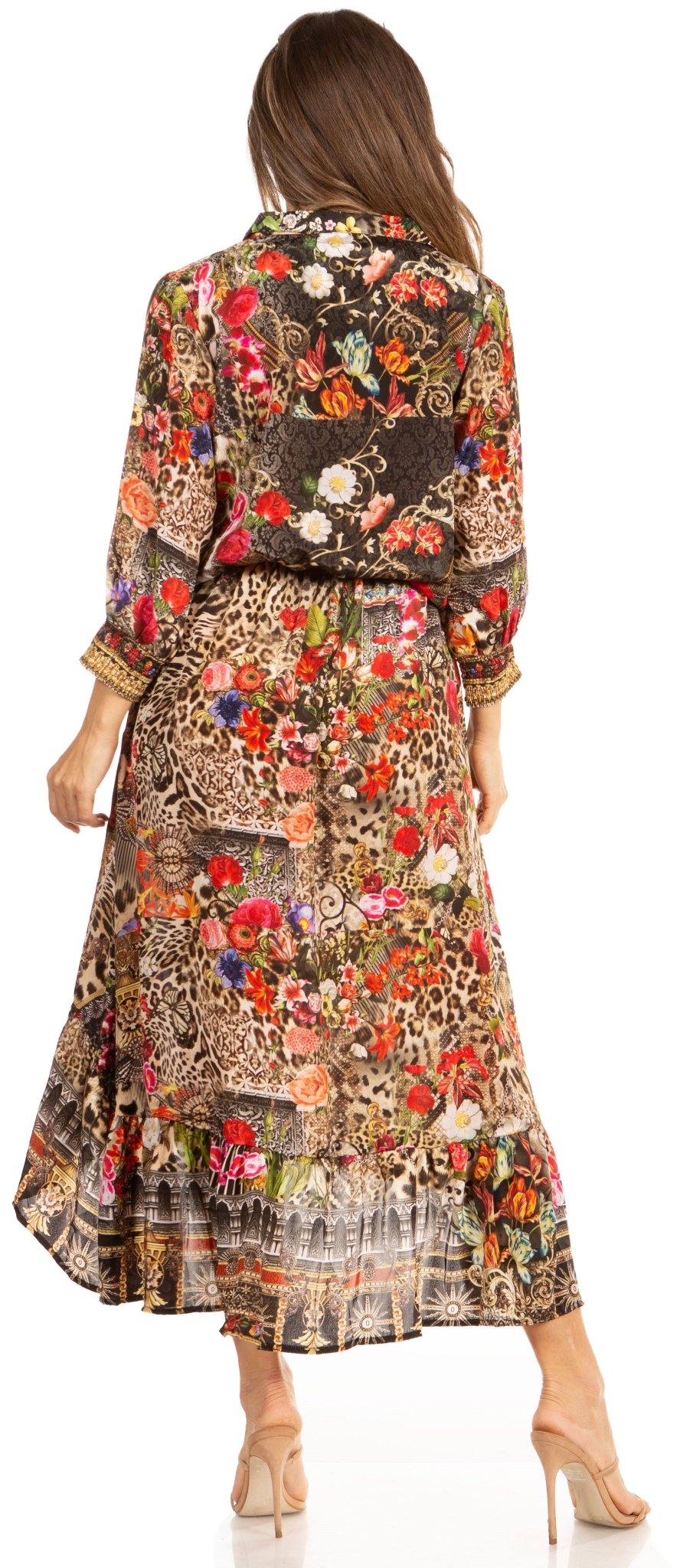 Sakkas Andreas Women's Maxi Dress with Ruffles and Buttons dresses La Vie Bien Sakkas Andreas Women's Maxi Dress with Ruffles and Buttons