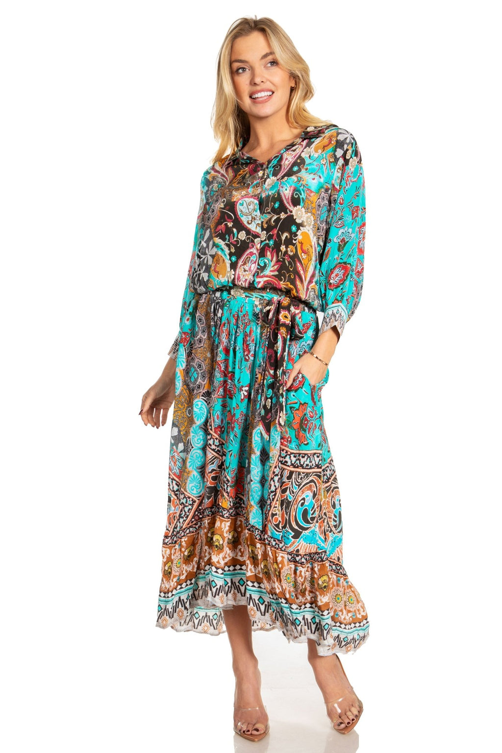 Sakkas Andreas Women's Maxi Dress with Ruffles and Buttons dresses La Vie Bien Sakkas Andreas Women's Maxi Dress with Ruffles and Buttons