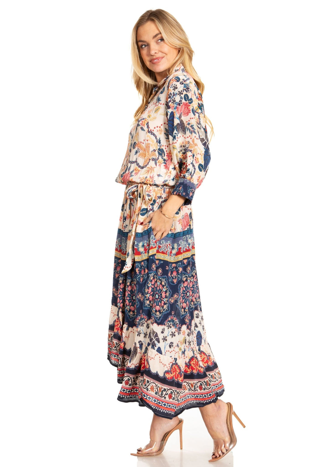 Sakkas Andreas Women's Maxi Dress with Ruffles and Buttons dresses La Vie Bien Sakkas Andreas Women's Maxi Dress with Ruffles and Buttons