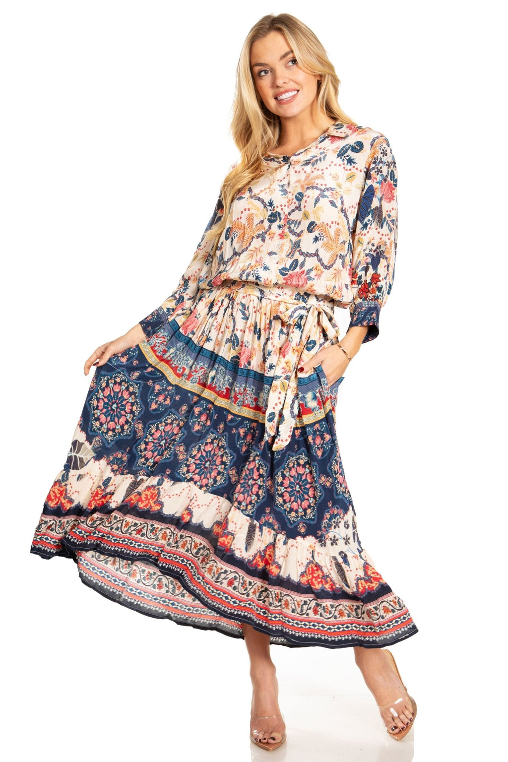 Sakkas Andreas Women's Maxi Dress with Ruffles and Buttons dresses La Vie Bien Sakkas Andreas Women's Maxi Dress with Ruffles and Buttons