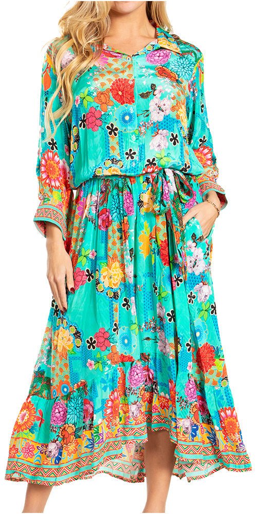 Sakkas Andreas Women's Maxi Dress with Ruffles and Buttons dresses La Vie Bien Sakkas Andreas Women's Maxi Dress with Ruffles and Buttons
