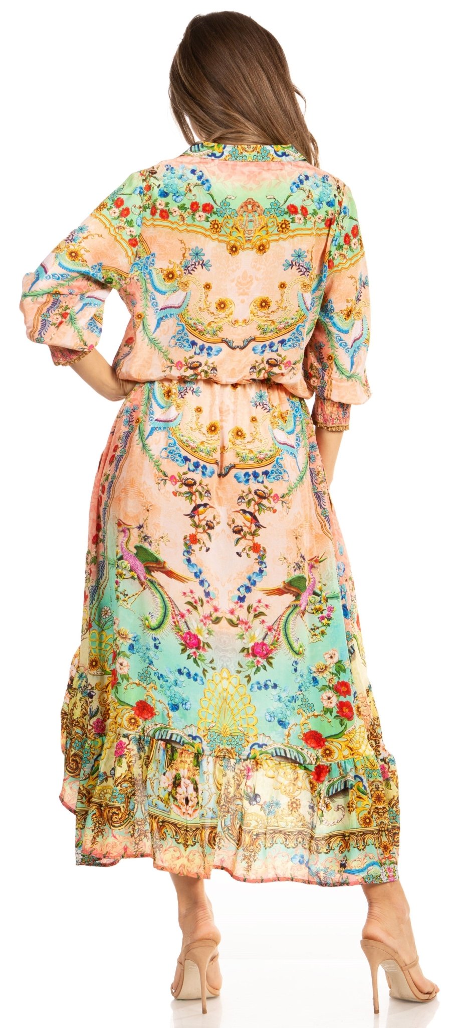 Sakkas Andreas Women's Maxi Dress with Ruffles and Buttons dresses La Vie Bien Sakkas Andreas Women's Maxi Dress with Ruffles and Buttons