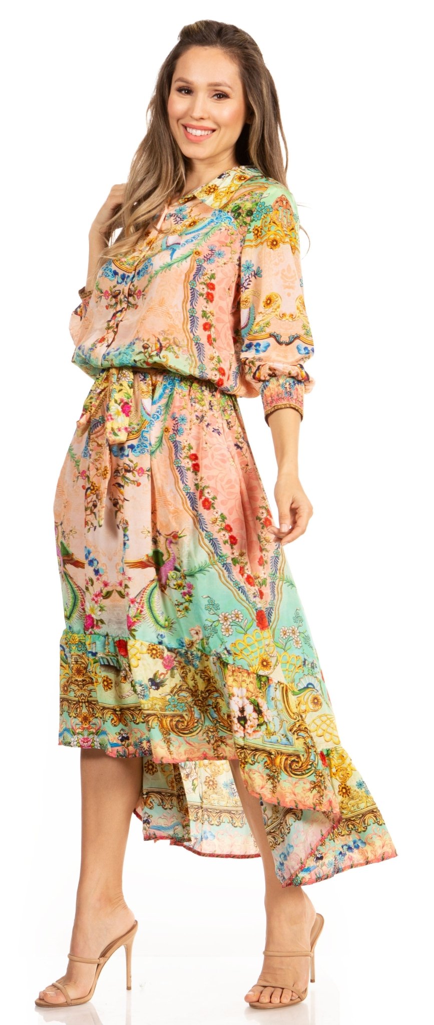 Sakkas Andreas Women's Maxi Dress with Ruffles and Buttons dresses La Vie Bien Sakkas Andreas Women's Maxi Dress with Ruffles and Buttons