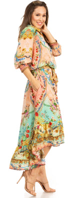 Sakkas Andreas Women's Maxi Dress with Ruffles and Buttons dresses La Vie Bien Sakkas Andreas Women's Maxi Dress with Ruffles and Buttons
