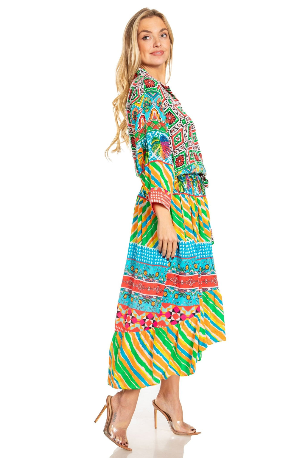 Sakkas Andreas Women's Maxi Dress with Ruffles and Buttons dresses La Vie Bien Sakkas Andreas Women's Maxi Dress with Ruffles and Buttons