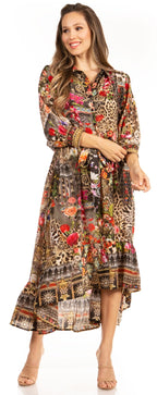 Sakkas Andreas Women's Maxi Dress with Ruffles and Buttons dresses La Vie Bien Sakkas Andreas Women's Maxi Dress with Ruffles and Buttons