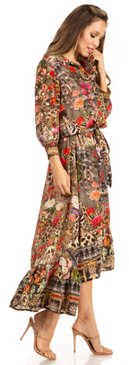 Sakkas Andreas Women's Maxi Dress with Ruffles and Buttons dresses La Vie Bien Sakkas Andreas Women's Maxi Dress with Ruffles and Buttons
