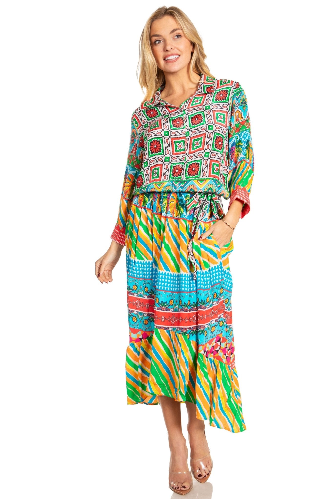 Sakkas Andreas Women's Maxi Dress with Ruffles and Buttons dresses La Vie Bien Sakkas Andreas Women's Maxi Dress with Ruffles and Buttons