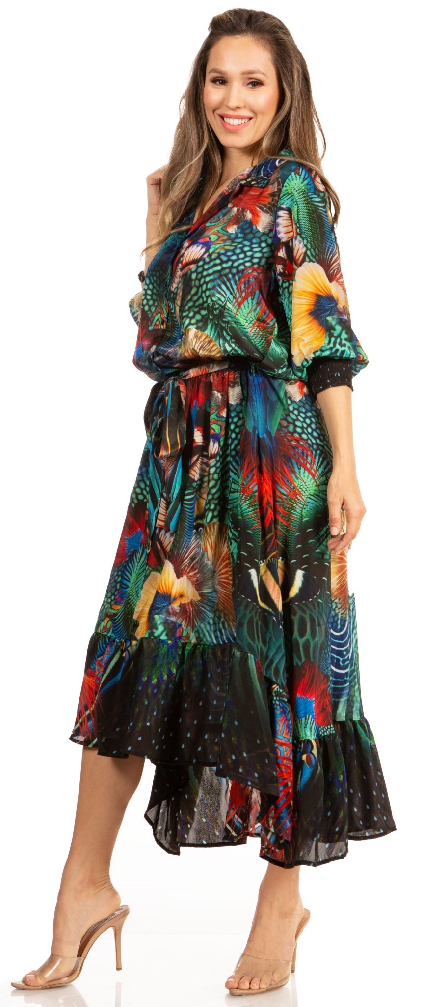Sakkas Andreas Women's Maxi Dress with Ruffles and Buttons dresses La Vie Bien Sakkas Andreas Women's Maxi Dress with Ruffles and Buttons