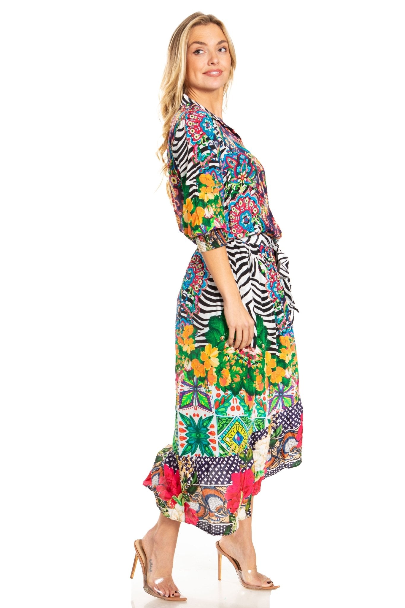 Sakkas Andreas Women's Maxi Dress with Ruffles and Buttons dresses La Vie Bien Sakkas Andreas Women's Maxi Dress with Ruffles and Buttons