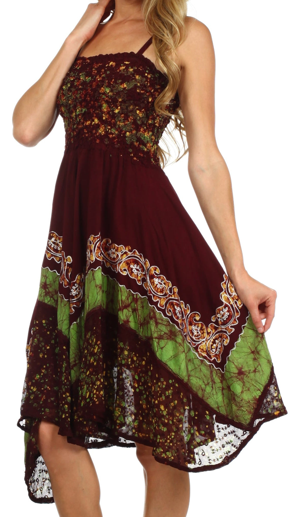 Sakkas Aphrodite Embroidered Batik Dress dresses La Vie Bien Sakkas Aphrodite Embroidered Batik Dress