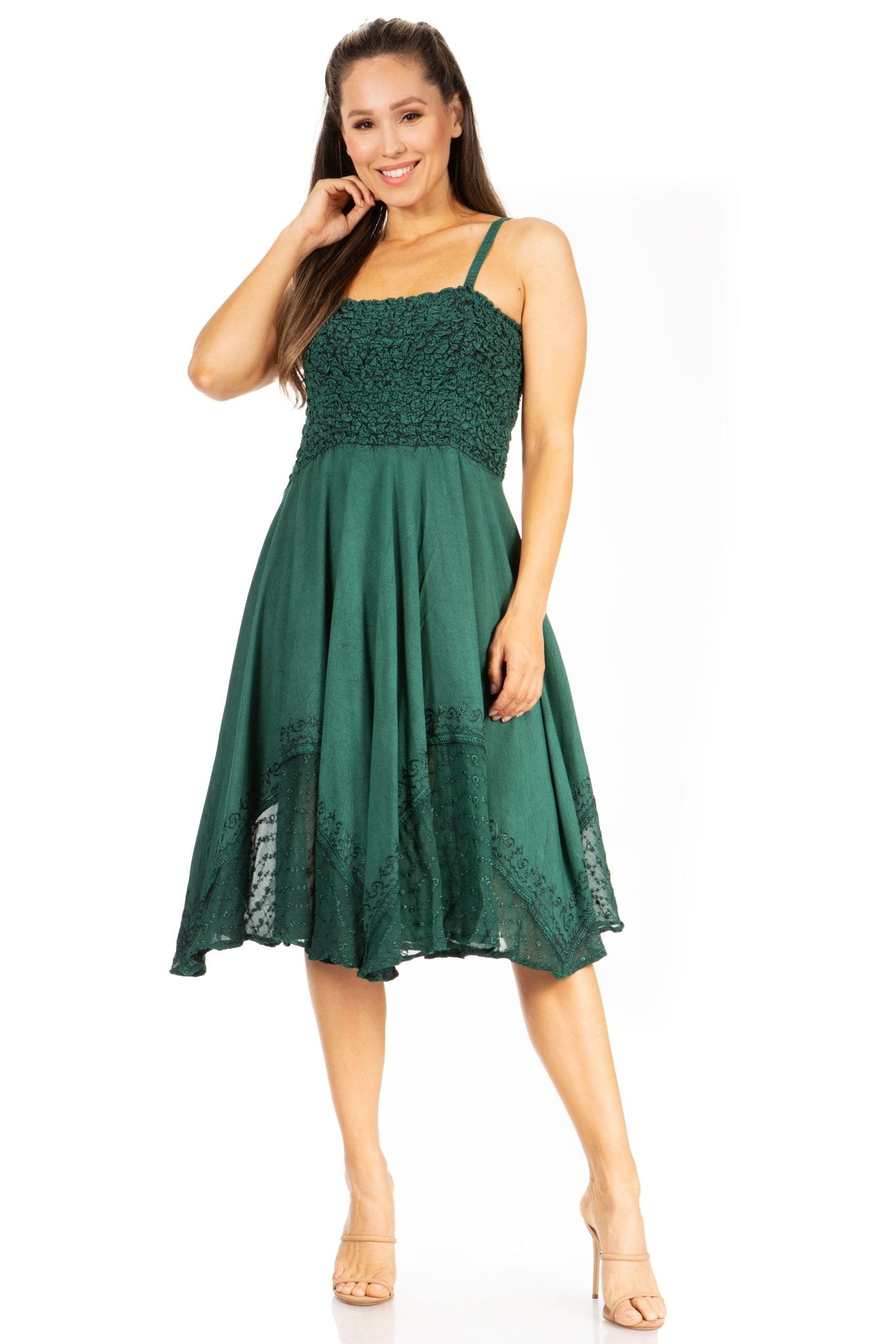 Sakkas Aphrodite Embroidered Batik Dress dresses La Vie Bien Sakkas Aphrodite Embroidered Batik Dress
