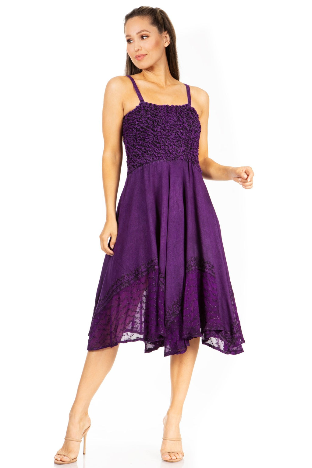 Sakkas Aphrodite Embroidered Batik Dress dresses La Vie Bien Sakkas Aphrodite Embroidered Batik Dress