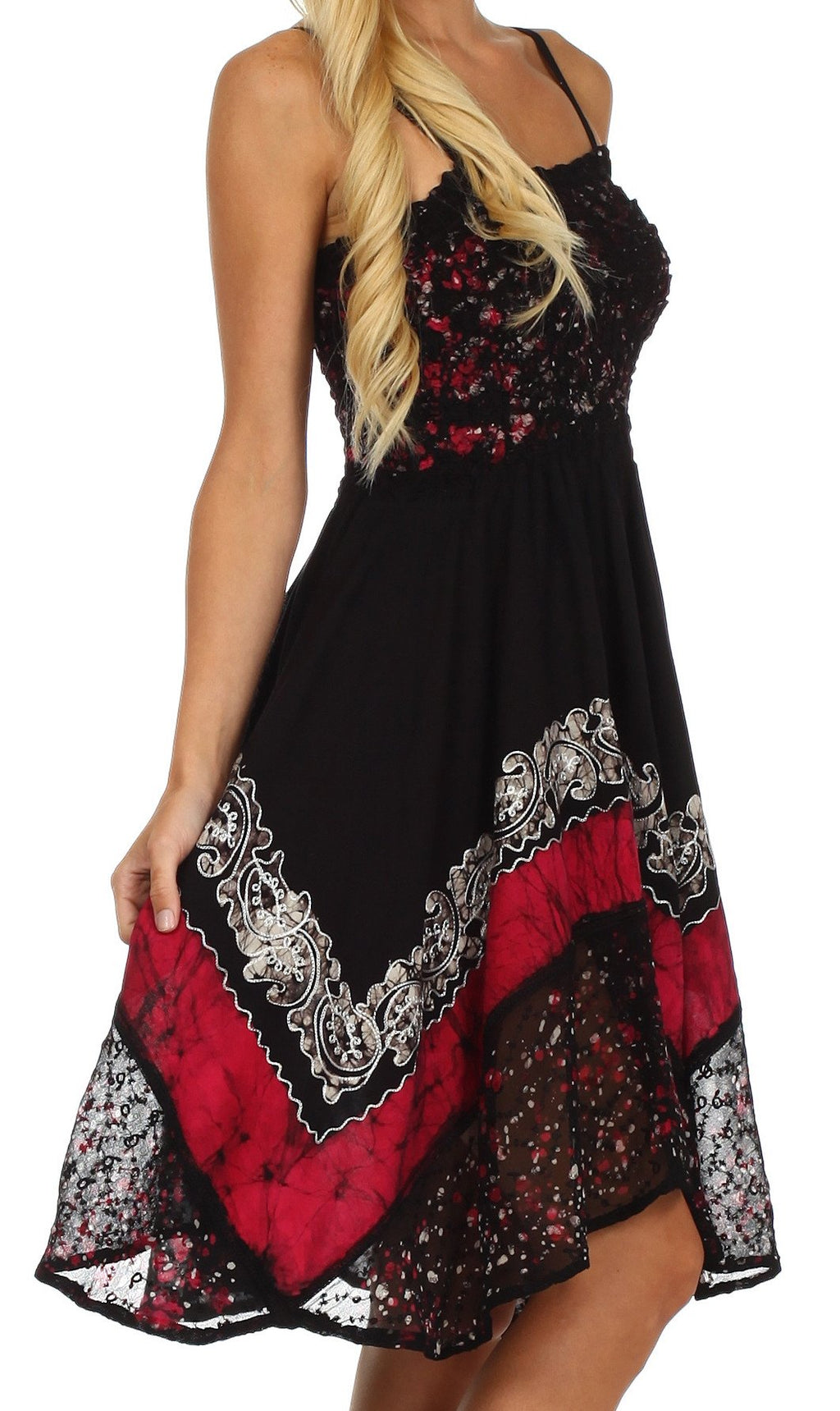 Sakkas Aphrodite Embroidered Batik Dress dresses La Vie Bien Sakkas Aphrodite Embroidered Batik Dress