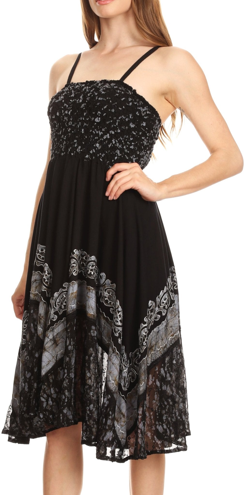 Sakkas Aphrodite Embroidered Batik Dress dresses La Vie Bien Sakkas Aphrodite Embroidered Batik Dress