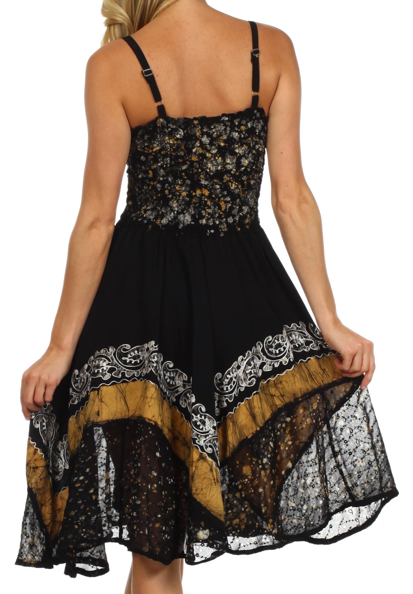 Sakkas Aphrodite Embroidered Batik Dress dresses La Vie Bien Sakkas Aphrodite Embroidered Batik Dress