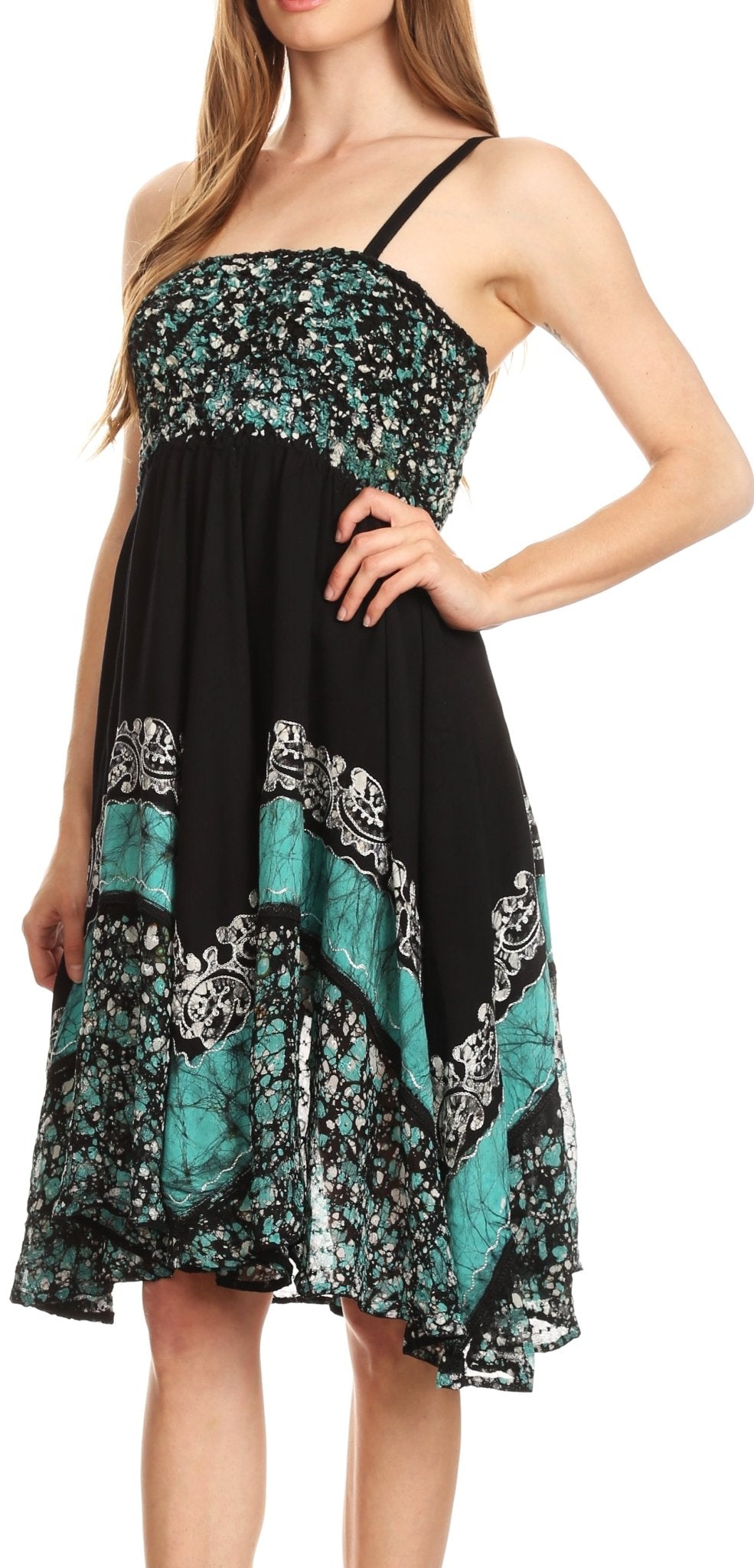 Sakkas Aphrodite Embroidered Batik Dress dresses La Vie Bien Sakkas Aphrodite Embroidered Batik Dress