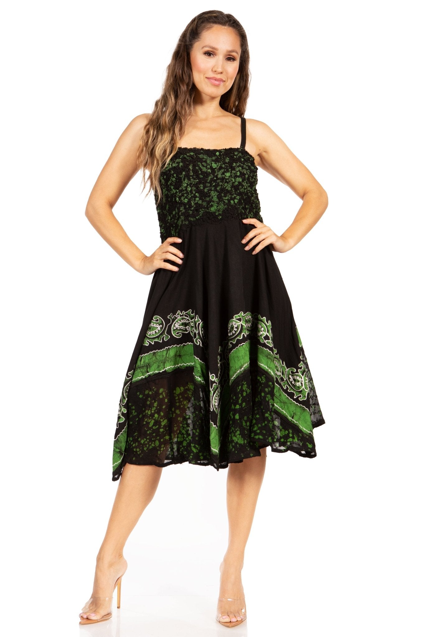 Sakkas Aphrodite Embroidered Batik Dress dresses La Vie Bien Sakkas Aphrodite Embroidered Batik Dress