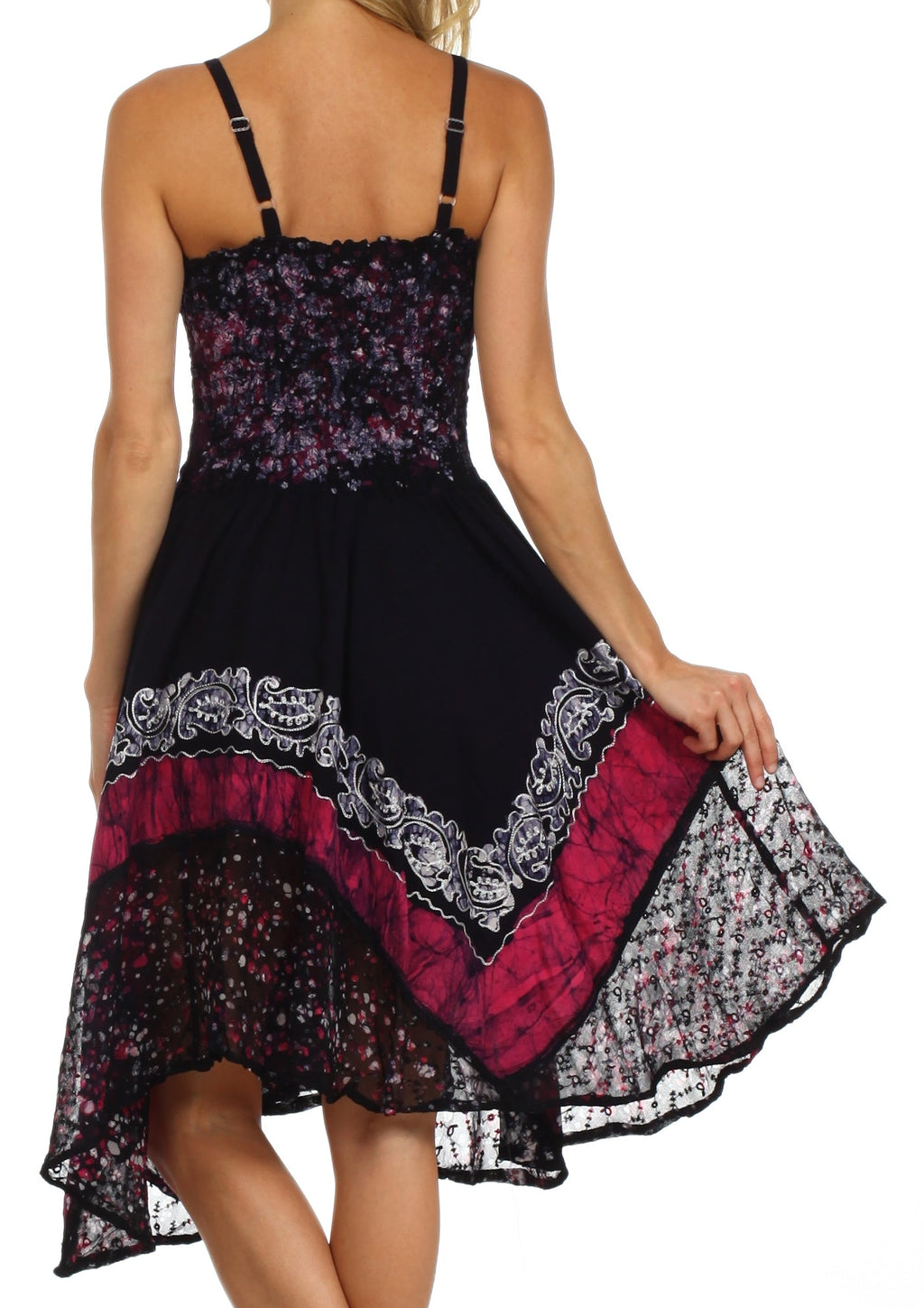 Sakkas Aphrodite Embroidered Batik Dress dresses La Vie Bien Sakkas Aphrodite Embroidered Batik Dress