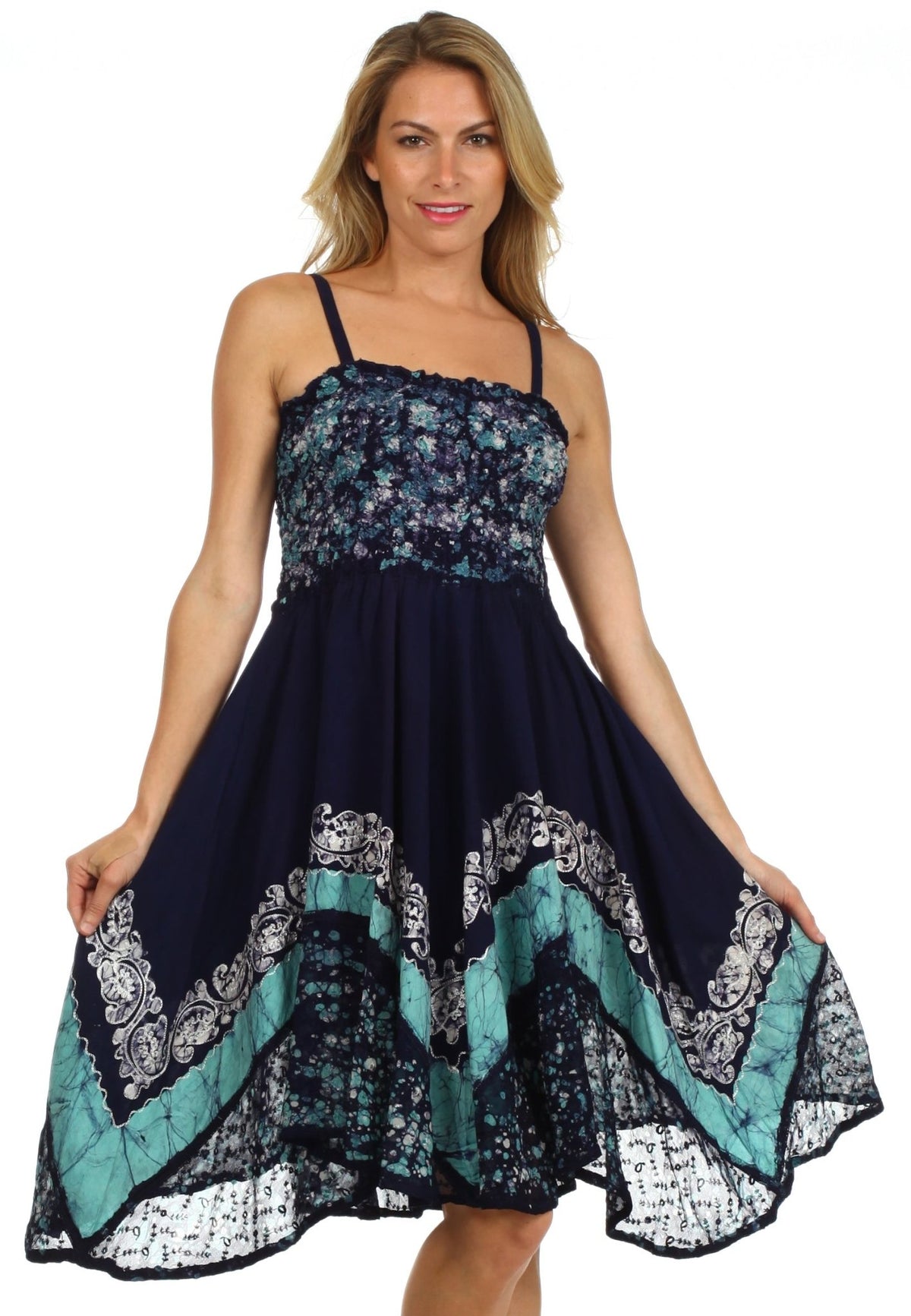 Sakkas Aphrodite Embroidered Batik Dress dresses La Vie Bien Sakkas Aphrodite Embroidered Batik Dress