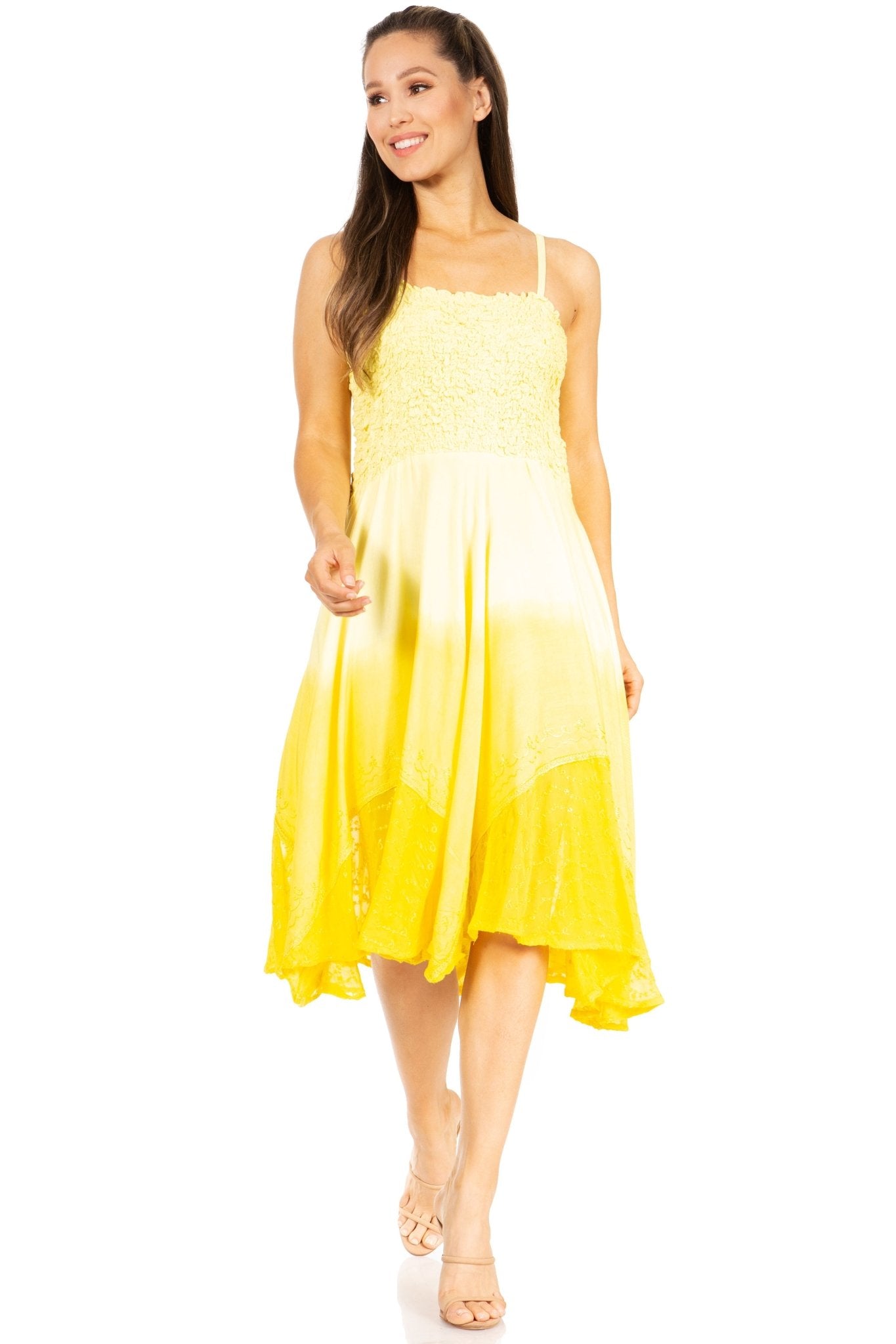 Sakkas Aphrodite Embroidered Batik Dress dresses La Vie Bien Sakkas Aphrodite Embroidered Batik Dress
