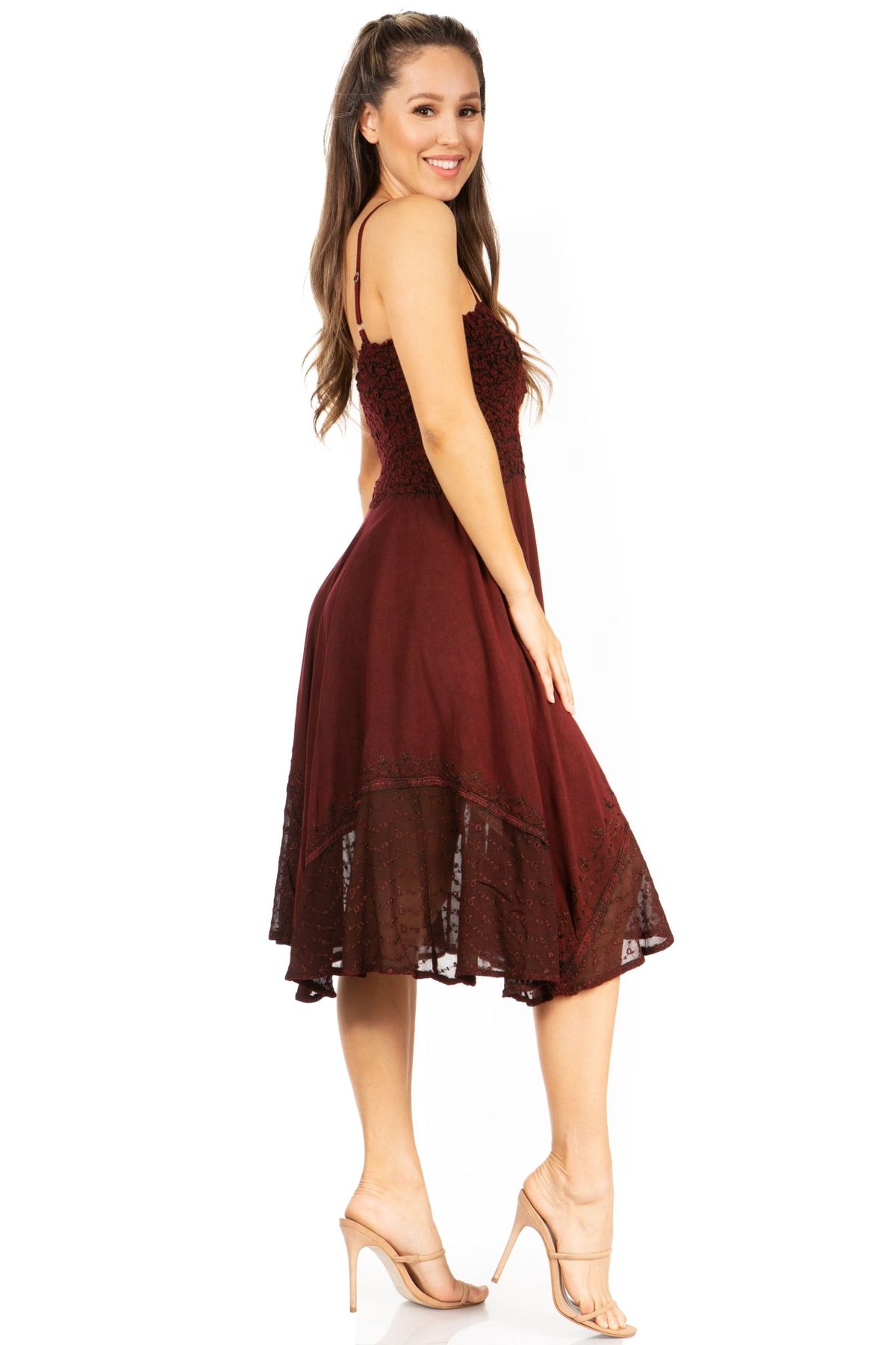 Sakkas Aphrodite Embroidered Batik Dress dresses La Vie Bien Sakkas Aphrodite Embroidered Batik Dress