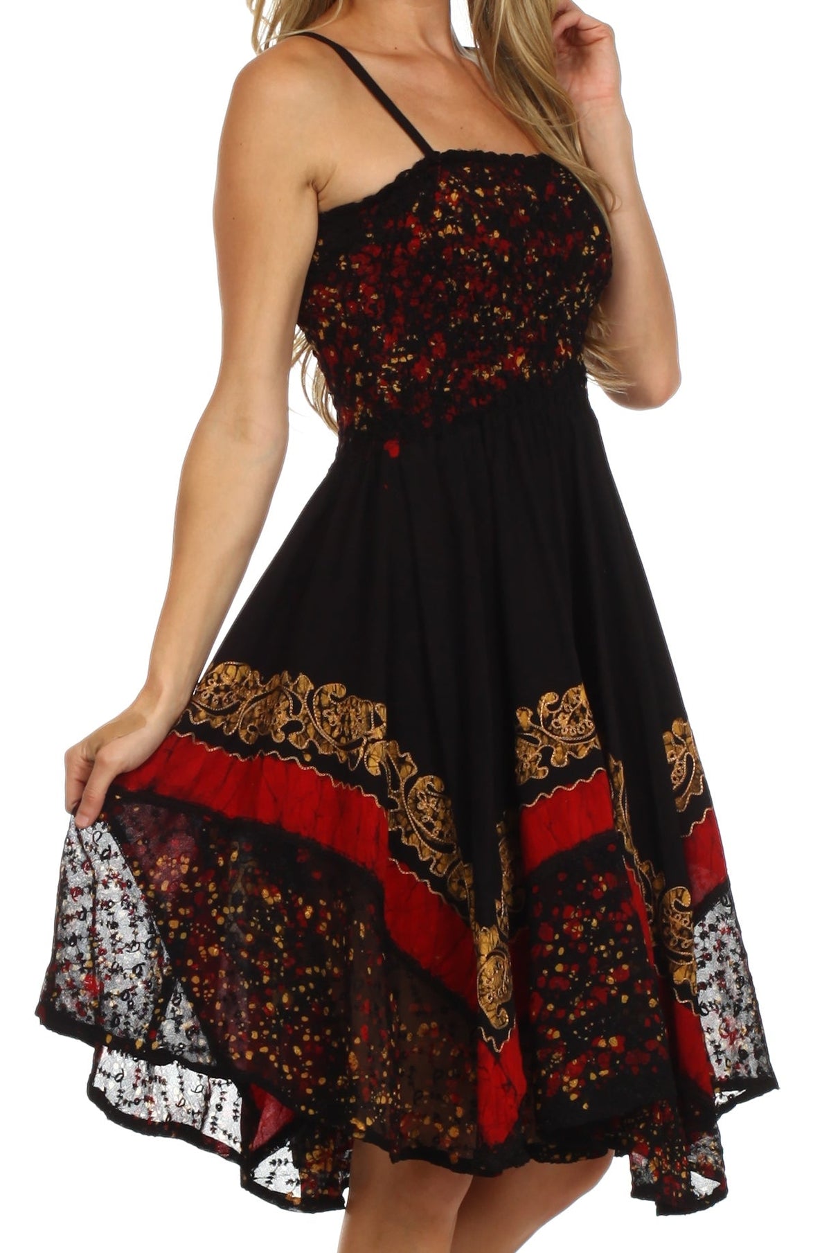 Sakkas Aphrodite Embroidered Batik Dress dresses La Vie Bien Sakkas Aphrodite Embroidered Batik Dress