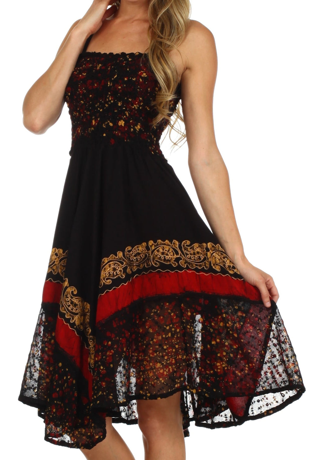 Sakkas Aphrodite Embroidered Batik Dress dresses La Vie Bien Sakkas Aphrodite Embroidered Batik Dress