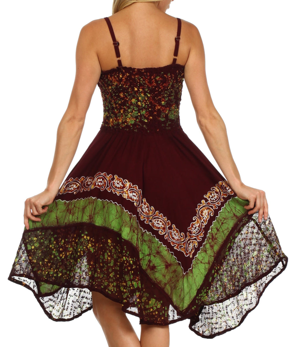 Sakkas Aphrodite Embroidered Batik Dress dresses La Vie Bien Sakkas Aphrodite Embroidered Batik Dress