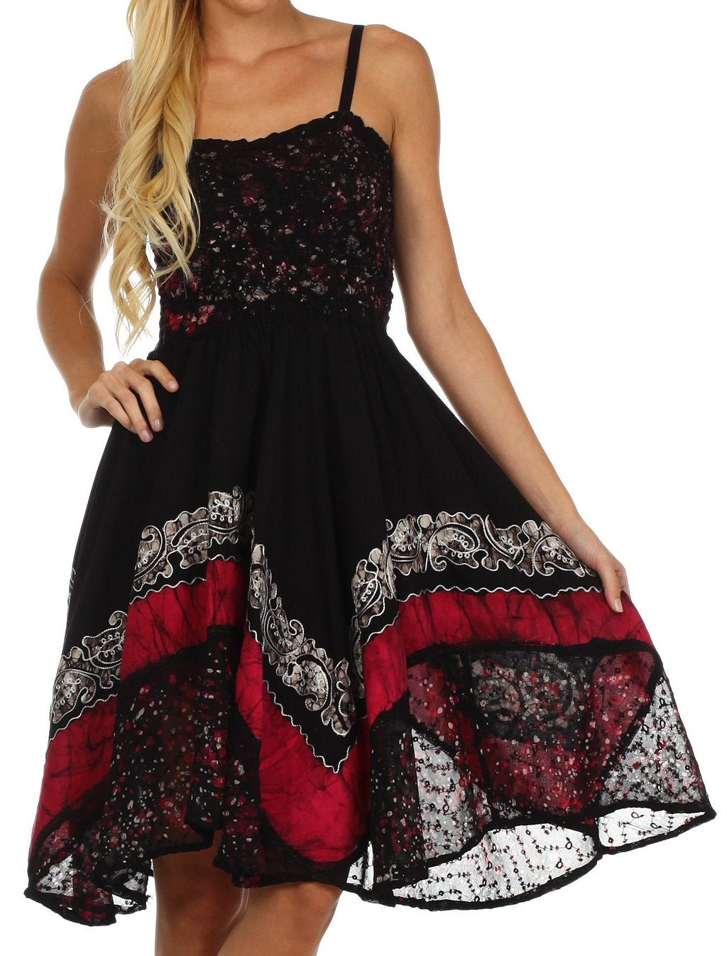 Sakkas Aphrodite Embroidered Batik Dress dresses La Vie Bien Sakkas Aphrodite Embroidered Batik Dress
