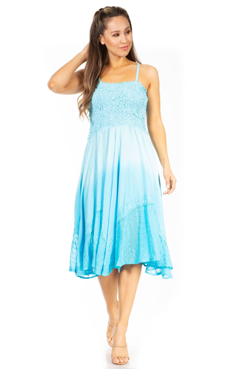 Sakkas Aphrodite Embroidered Batik Dress dresses La Vie Bien Sakkas Aphrodite Embroidered Batik Dress