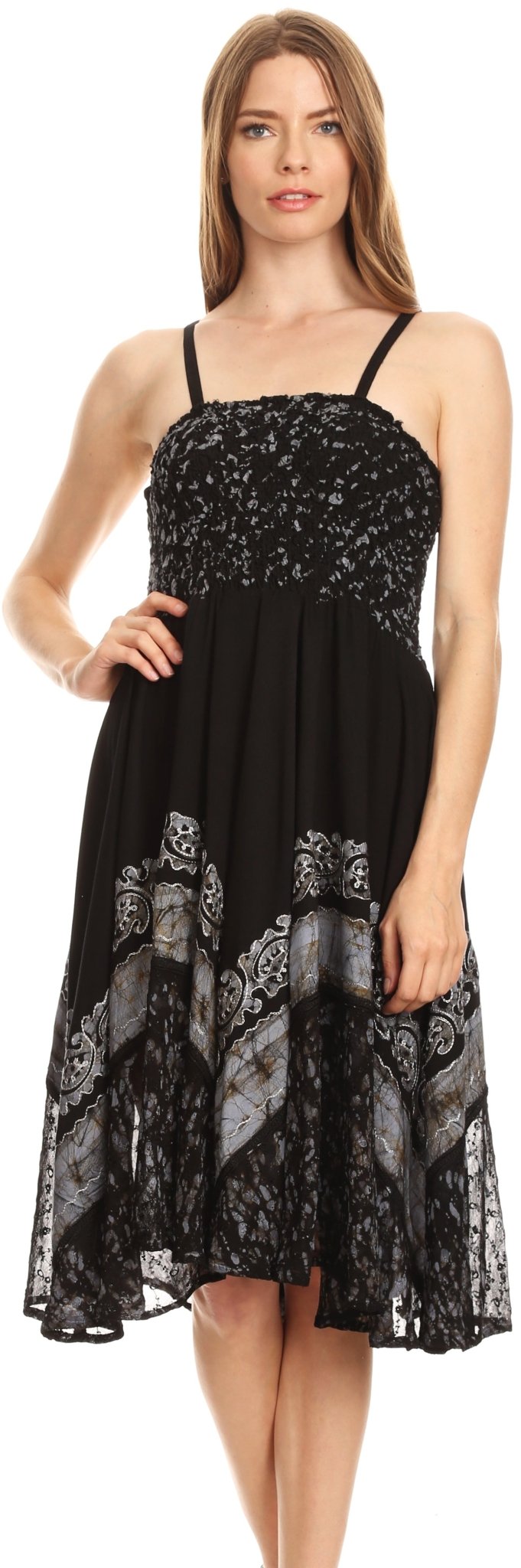 Sakkas Aphrodite Embroidered Batik Dress dresses La Vie Bien Sakkas Aphrodite Embroidered Batik Dress