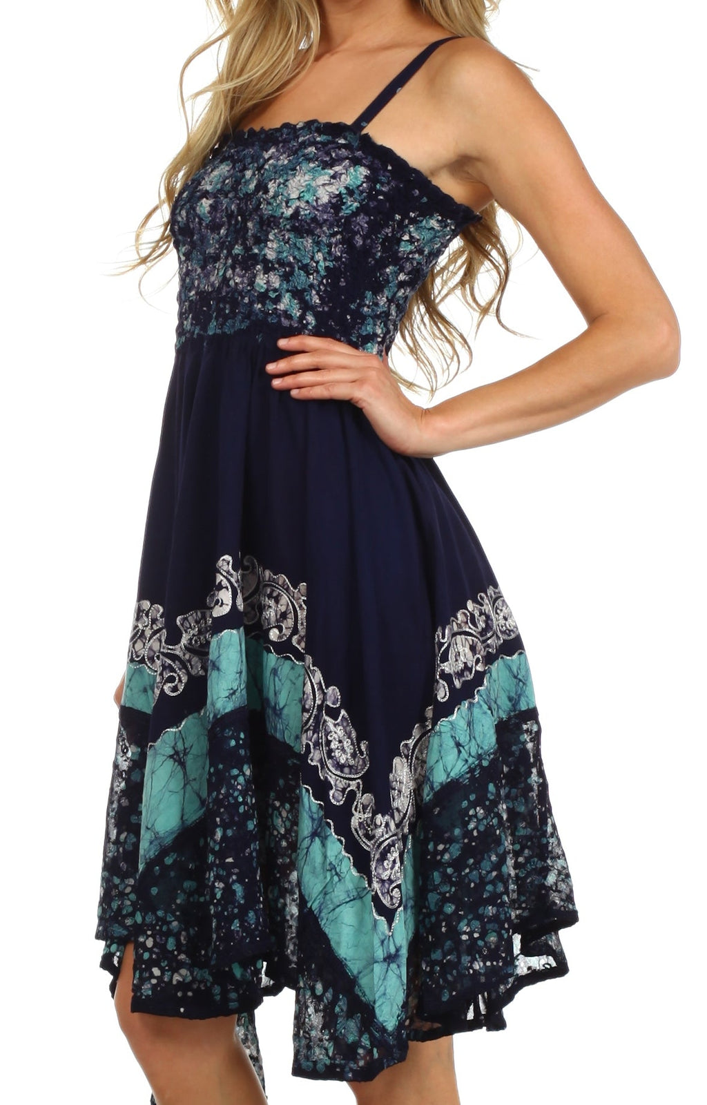 Sakkas Aphrodite Embroidered Batik Dress dresses La Vie Bien Sakkas Aphrodite Embroidered Batik Dress