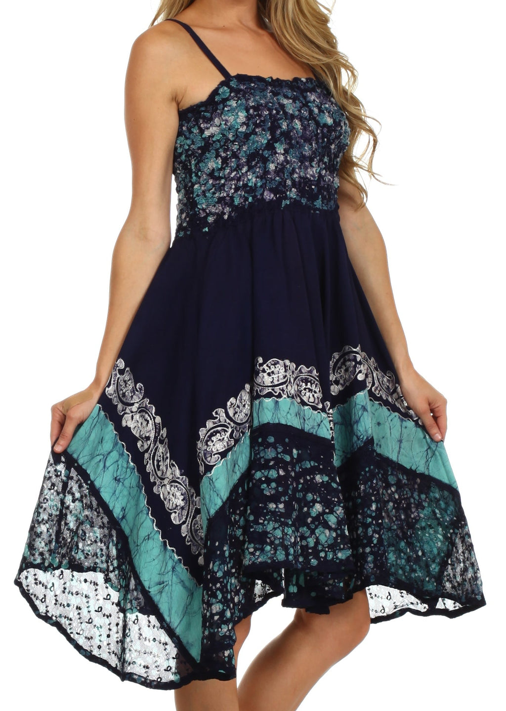 Sakkas Aphrodite Embroidered Batik Dress dresses La Vie Bien Sakkas Aphrodite Embroidered Batik Dress