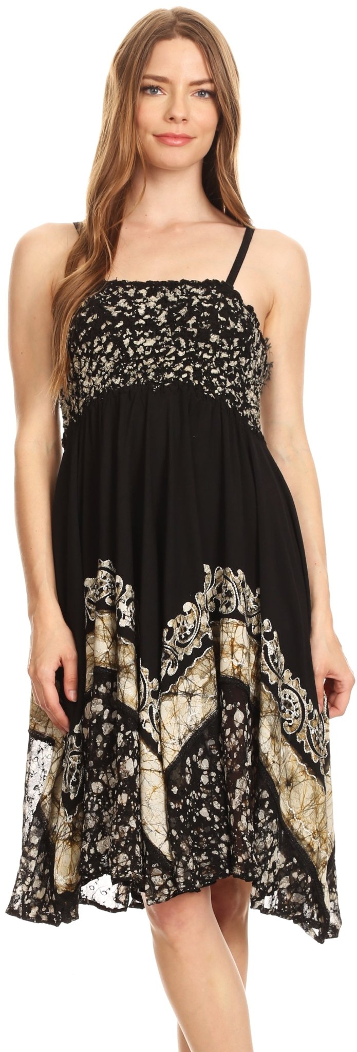 Sakkas Aphrodite Embroidered Batik Dress dresses La Vie Bien Sakkas Aphrodite Embroidered Batik Dress