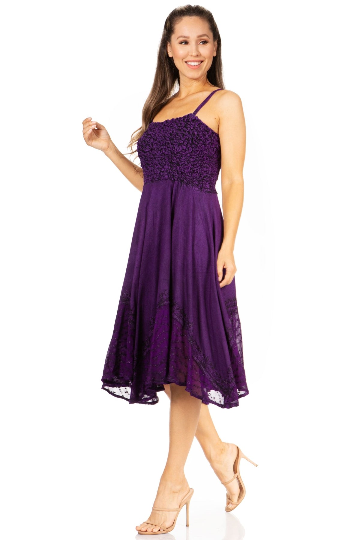 Sakkas Aphrodite Embroidered Batik Dress dresses La Vie Bien Sakkas Aphrodite Embroidered Batik Dress
