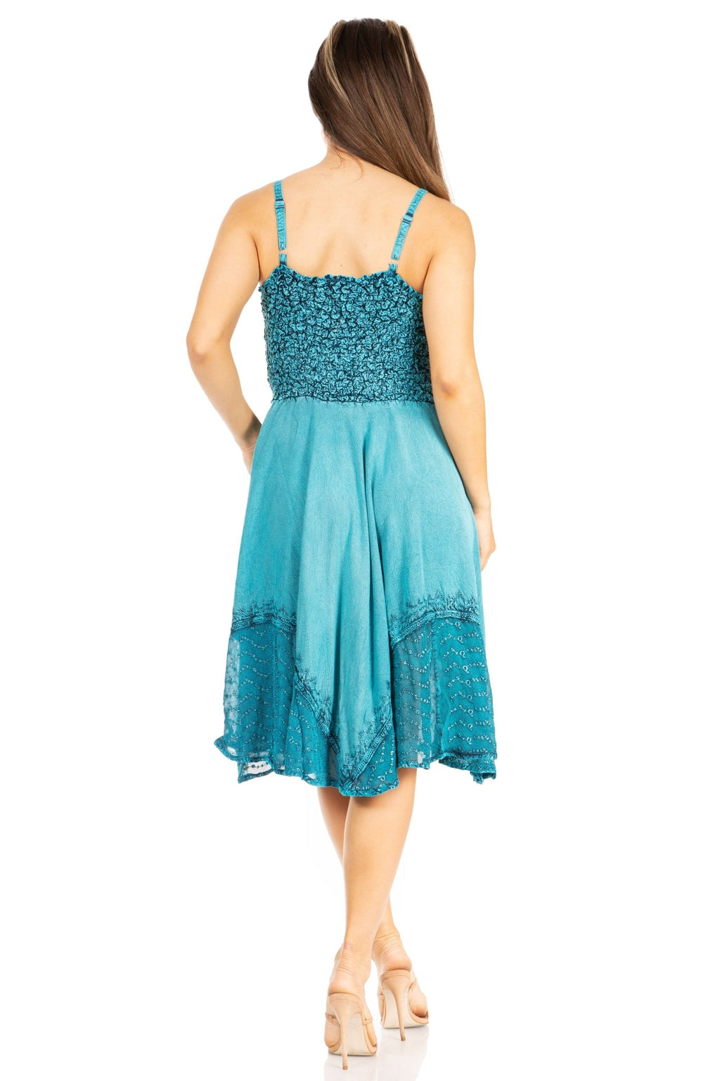 Sakkas Aphrodite Embroidered Batik Dress dresses La Vie Bien Sakkas Aphrodite Embroidered Batik Dress