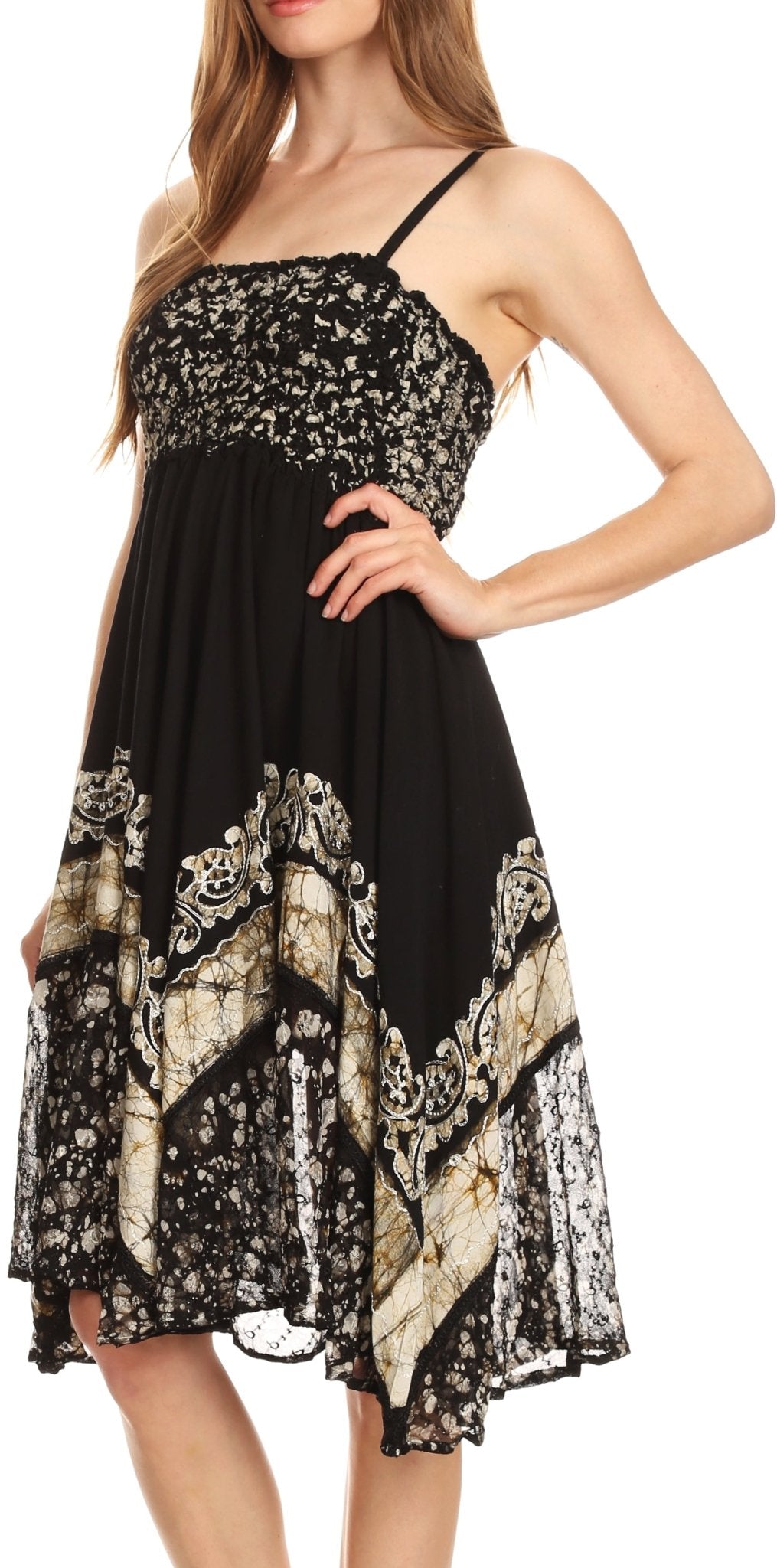 Sakkas Aphrodite Embroidered Batik Dress dresses La Vie Bien Sakkas Aphrodite Embroidered Batik Dress