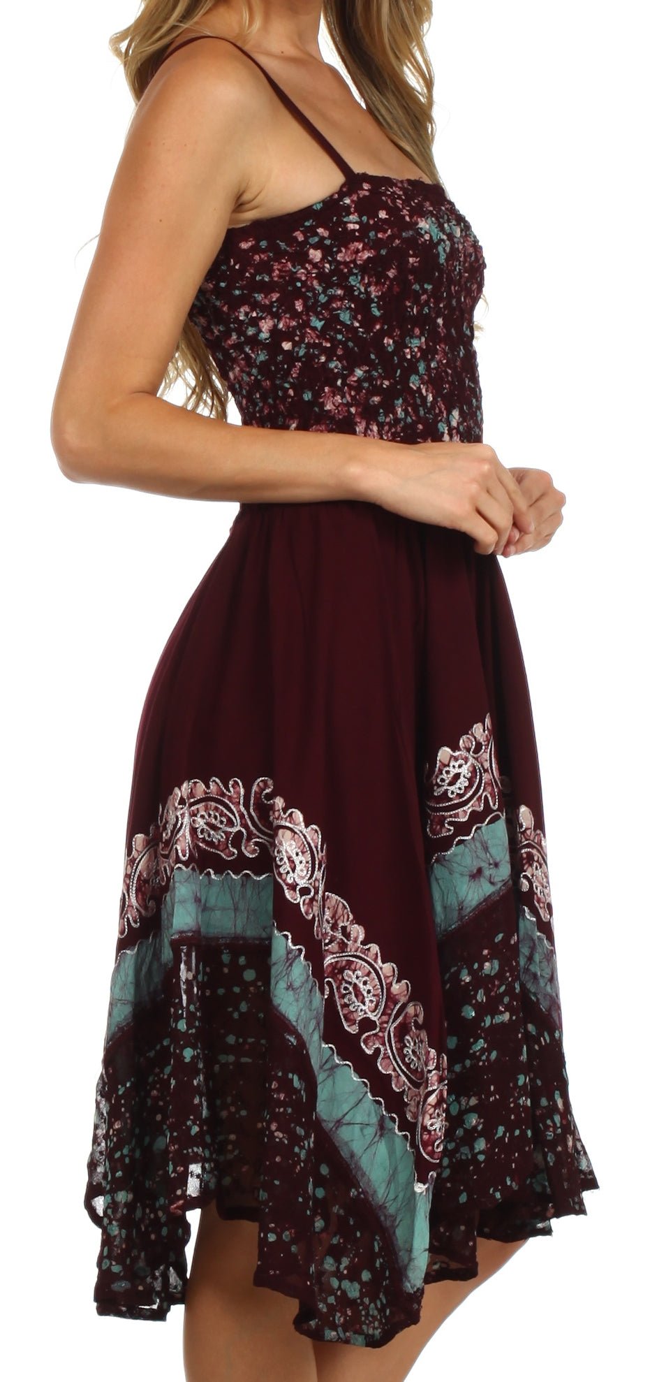 Sakkas Aphrodite Embroidered Batik Dress dresses La Vie Bien Sakkas Aphrodite Embroidered Batik Dress