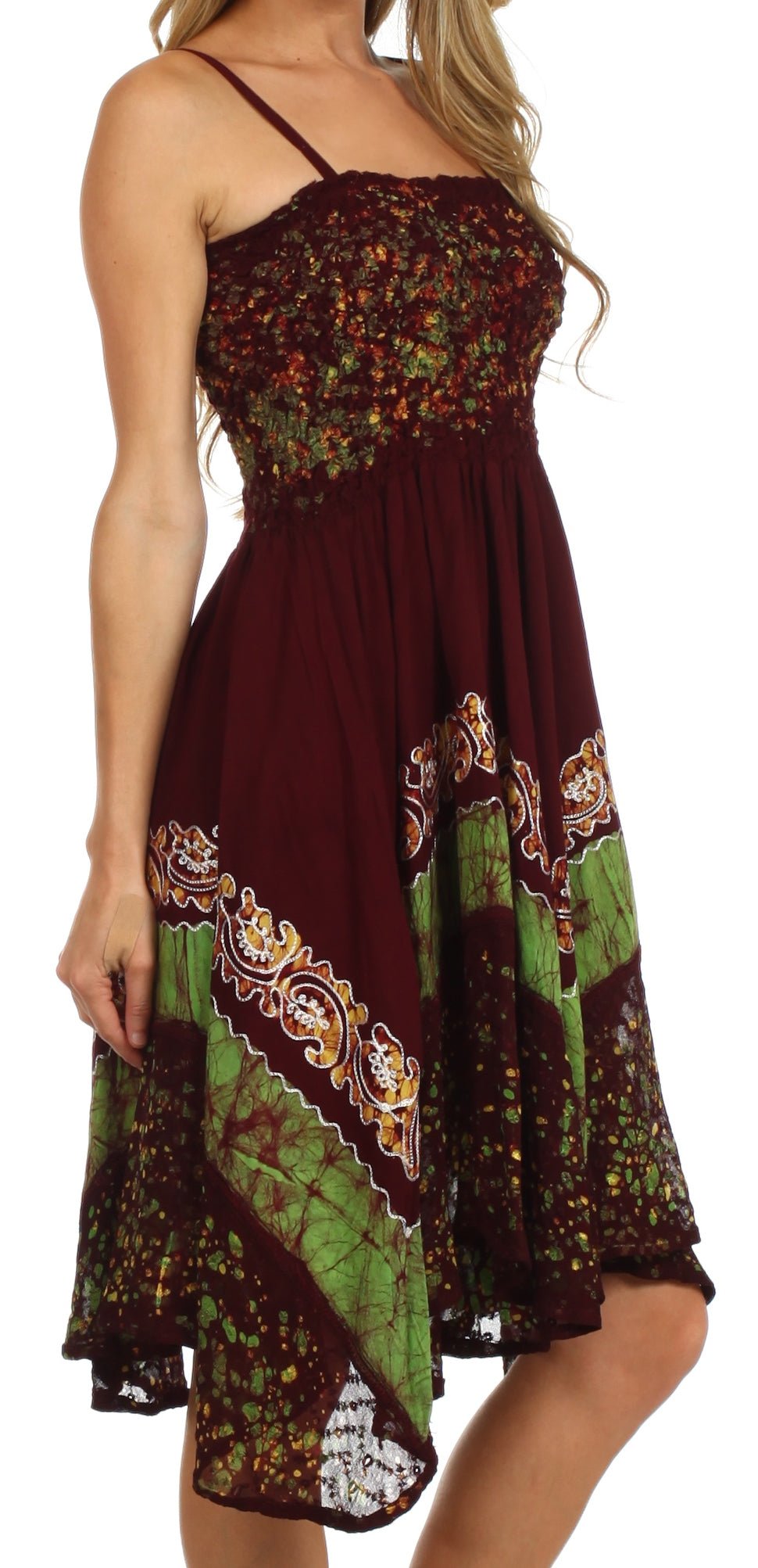 Sakkas Aphrodite Embroidered Batik Dress dresses La Vie Bien Sakkas Aphrodite Embroidered Batik Dress