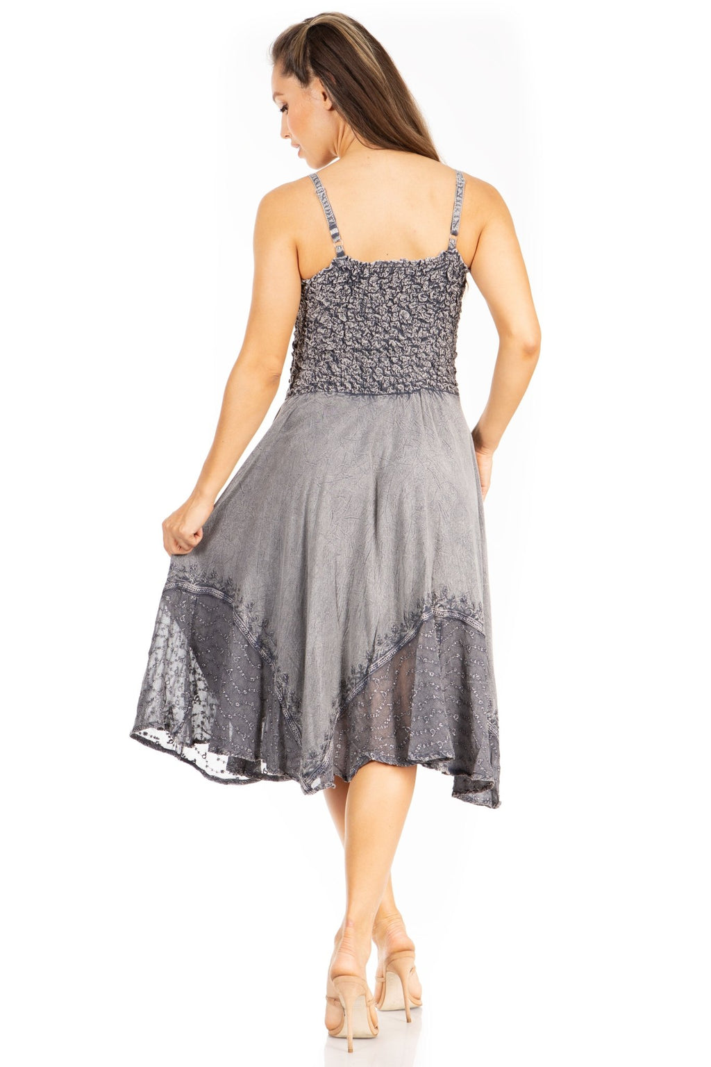 Sakkas Aphrodite Embroidered Batik Dress dresses La Vie Bien Sakkas Aphrodite Embroidered Batik Dress