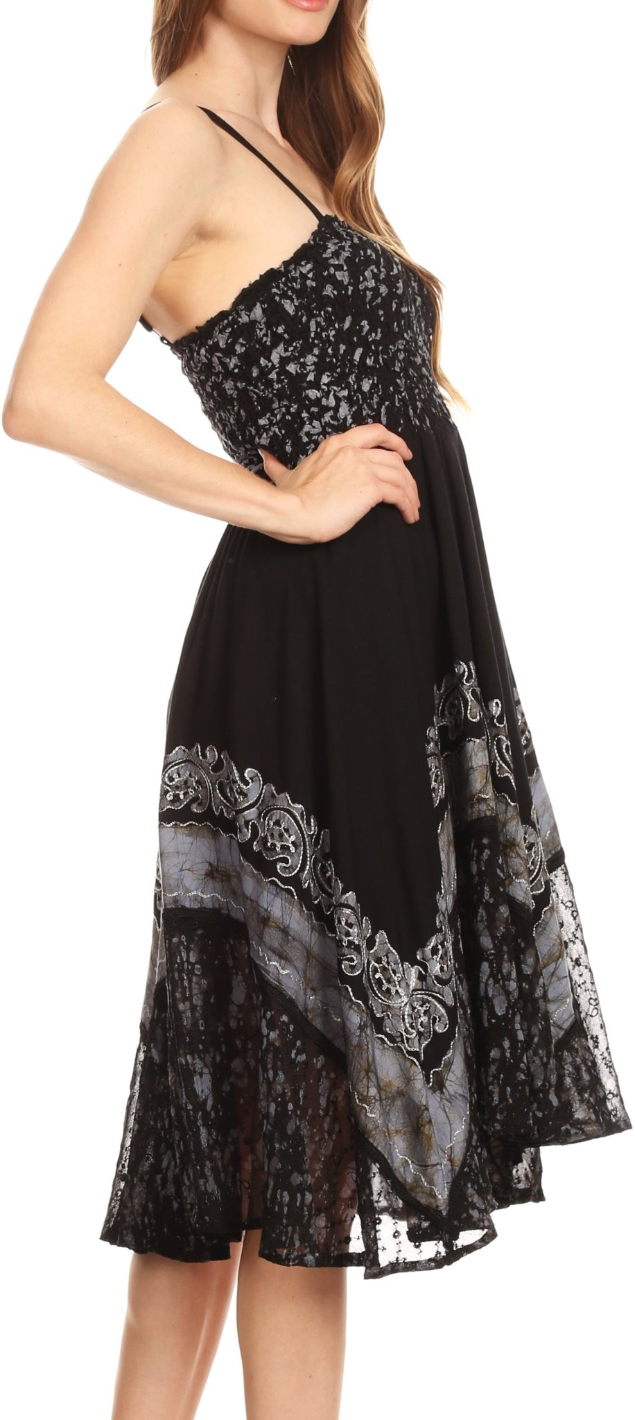 Sakkas Aphrodite Embroidered Batik Dress dresses La Vie Bien Sakkas Aphrodite Embroidered Batik Dress