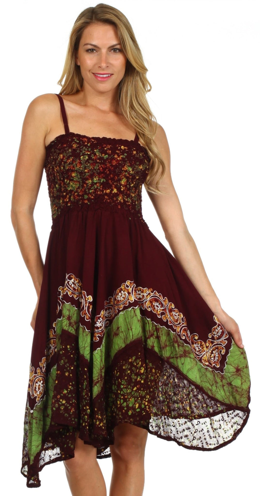 Sakkas Aphrodite Embroidered Batik Dress dresses La Vie Bien Sakkas Aphrodite Embroidered Batik Dress