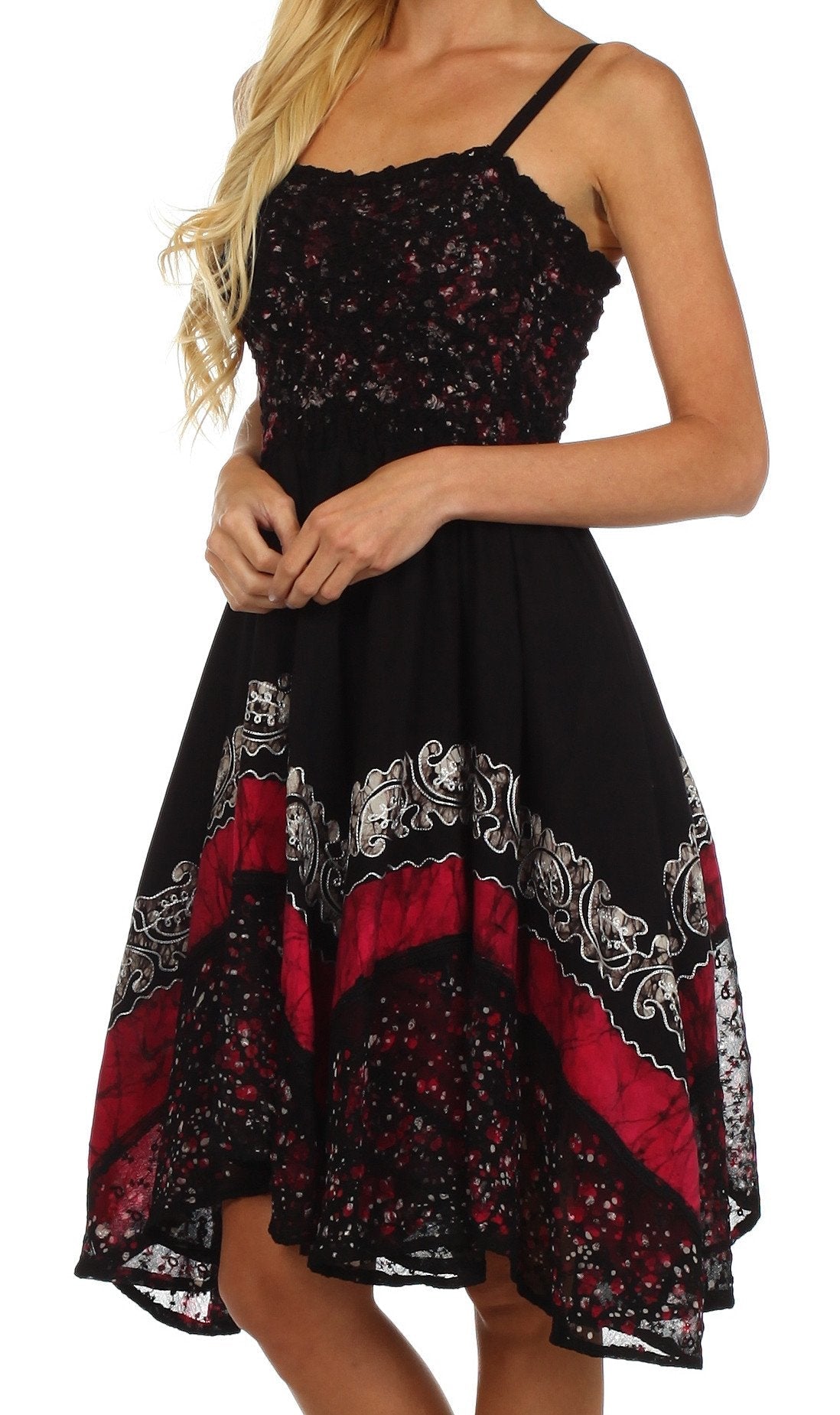 Sakkas Aphrodite Embroidered Batik Dress dresses La Vie Bien Sakkas Aphrodite Embroidered Batik Dress