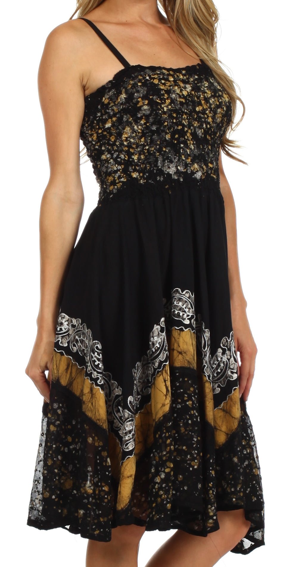 Sakkas Aphrodite Embroidered Batik Dress dresses La Vie Bien Sakkas Aphrodite Embroidered Batik Dress