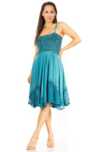 Sakkas Aphrodite Embroidered Batik Dress dresses La Vie Bien Sakkas Aphrodite Embroidered Batik Dress