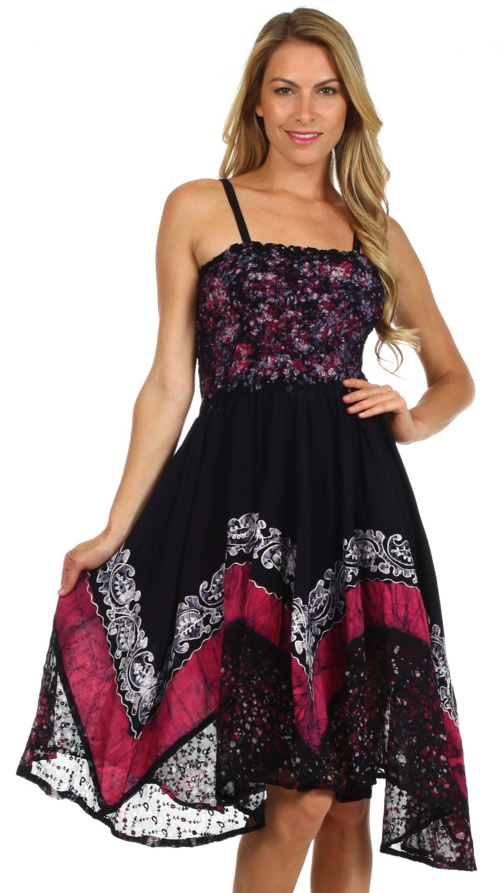 Sakkas Aphrodite Embroidered Batik Dress dresses La Vie Bien Sakkas Aphrodite Embroidered Batik Dress