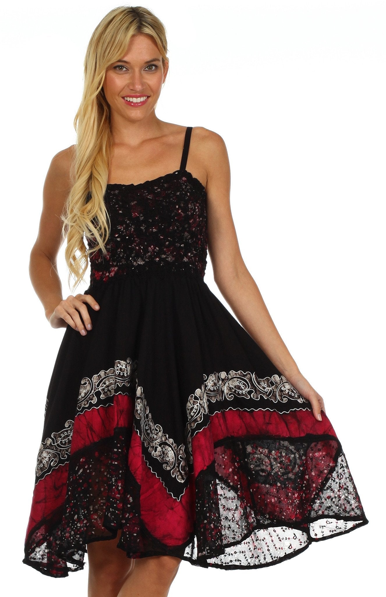 Sakkas Aphrodite Embroidered Batik Dress dresses La Vie Bien Sakkas Aphrodite Embroidered Batik Dress