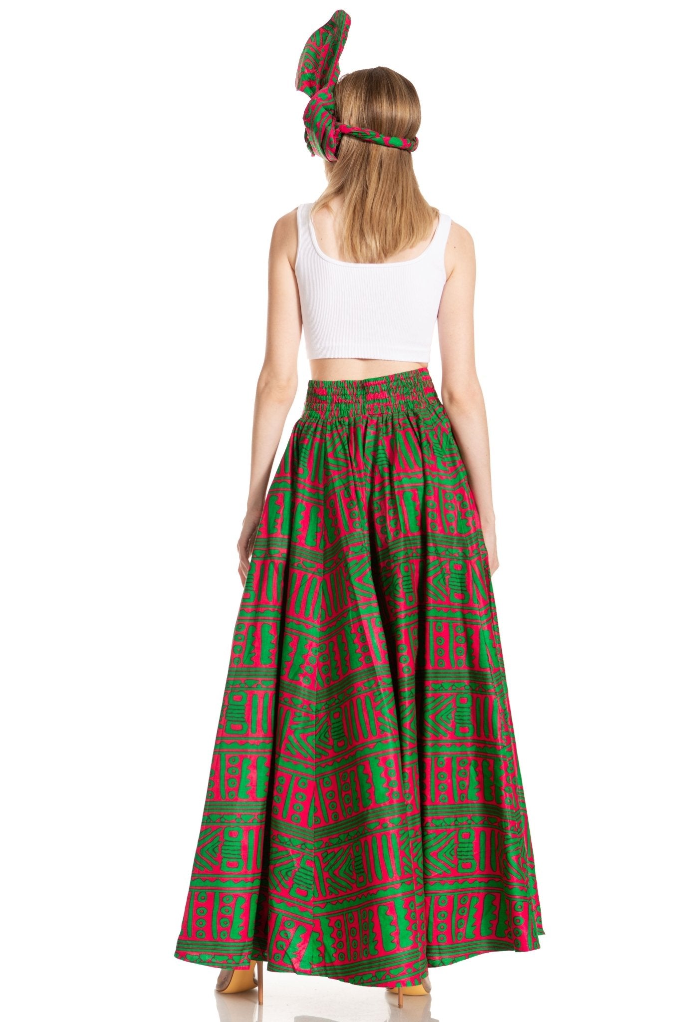 Sakkas Asma's Second Convertible Traditional Wax Print Maxi Skirt with Adjustable Straps - Buy One, Get One 50% Off skirts La Vie Bien Sakkas Asma's Second Convertible Traditional Wax Print Maxi Skirt with Adjustable Straps - Buy One, Get One 50% Off